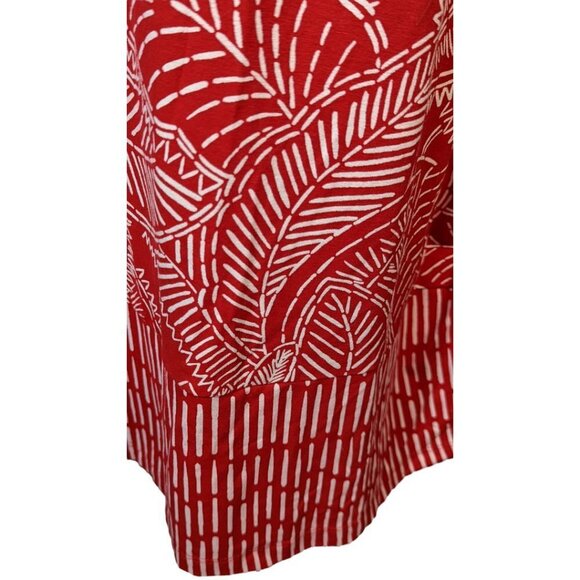 CHICO'S Round Neck Sleeveless Leaf Print Maxi Dress Red and White Chico's Size 1 - Picture 8 of 14